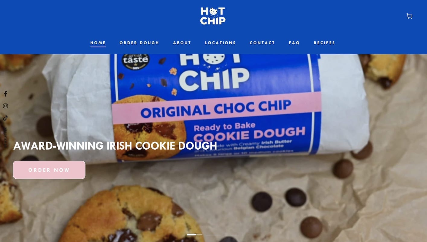 Hot Chip Cookies website on laptop