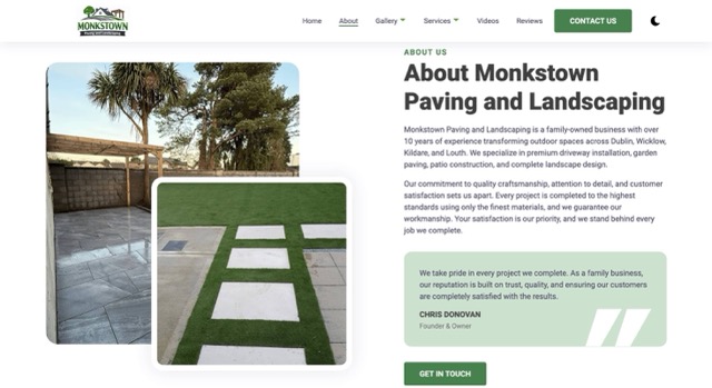 Monkstown Paving website on laptop